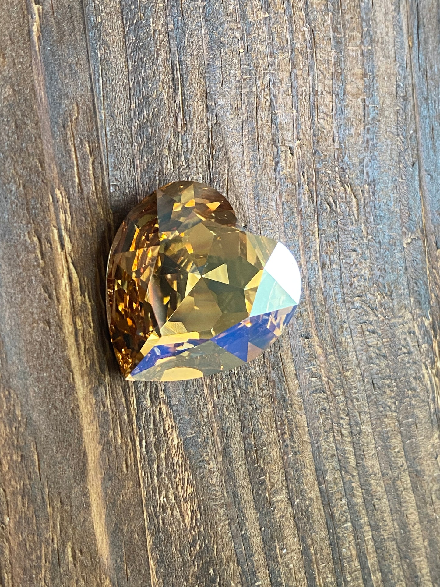 Swarovski Fancy Stone 4827 Round Heart Stone 28mm Crystal Golden Shade Foiled