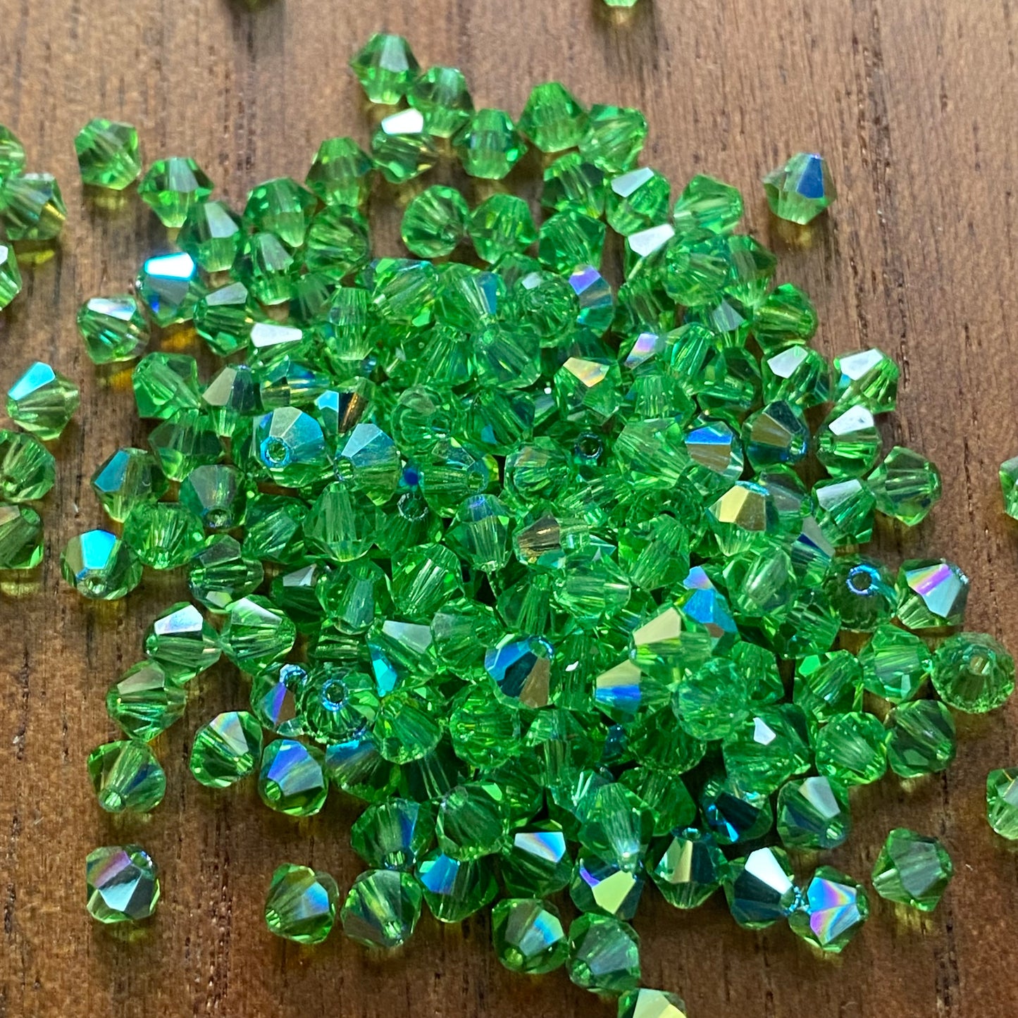 Preciosa 451 69 302 Rondelle Bicone Bead 4mm Crystal Peridot Glitter