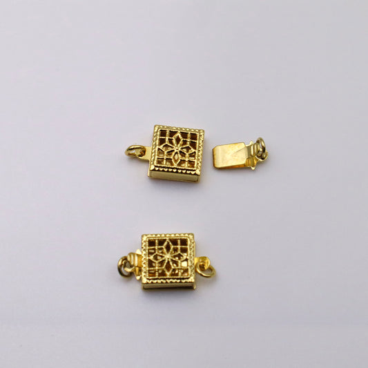 Gold Plated 1 Row Square Box Clasp