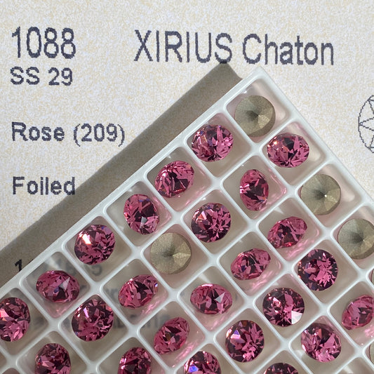 Swarovski 1088 SS29 Chaton Round Stones Pointed Back Crystal Rose Foiled 209F