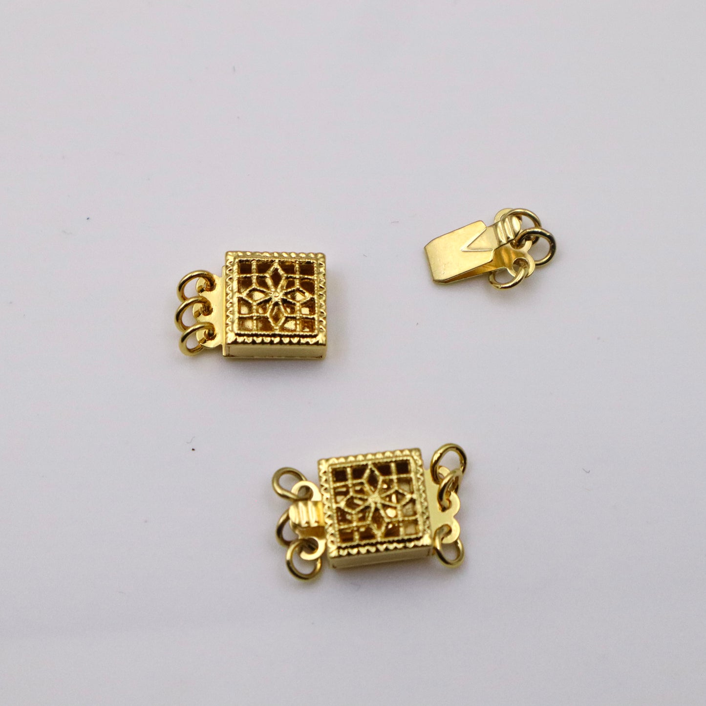 Gold Plated 3 Row Square Box Clasp