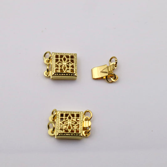 Gold Plated 2 Row Square Box Clasp