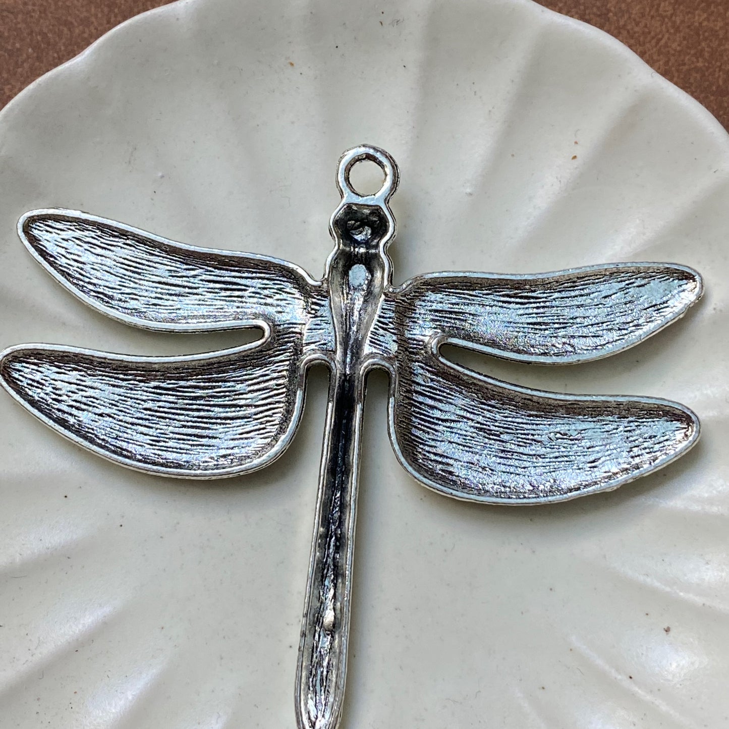 Alloy Dragonfly Charm Pendant in Antique Silver 63x71mm