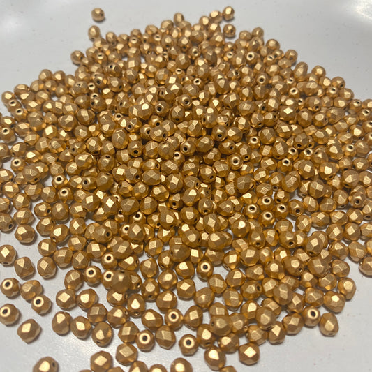 Czech Fire Polished Bead 3mm Aztec Gold