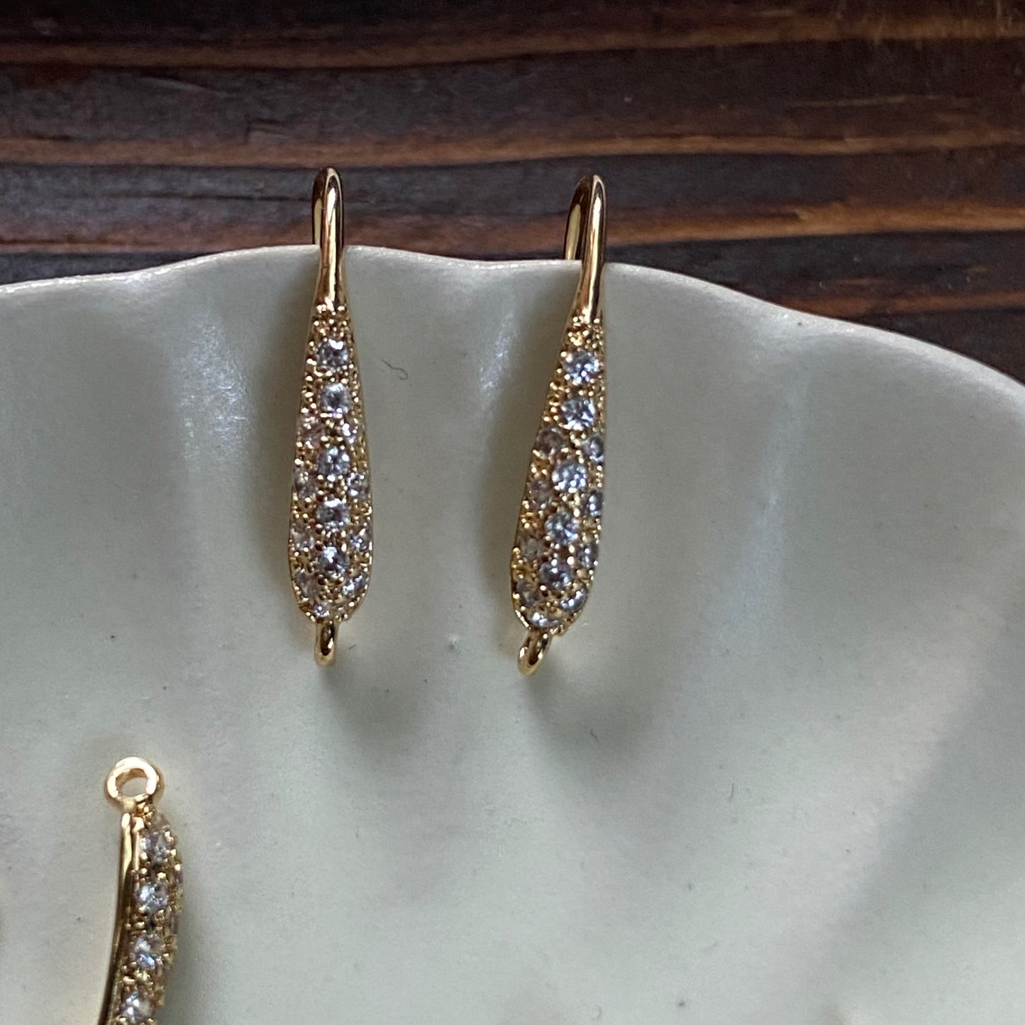 18K Gold Plated Cubic Pave Earring Hooks-1Pair