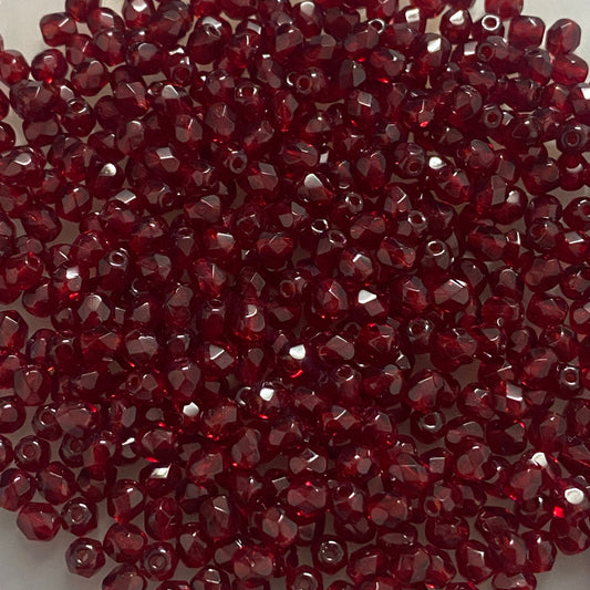 Czech Fire Polished Bead 4mm Ruby