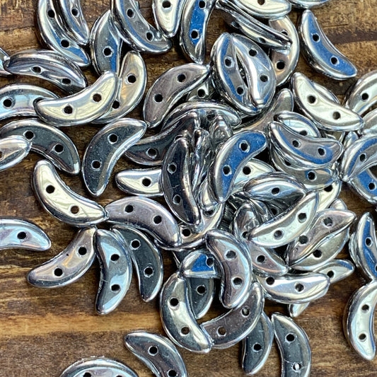 Crescent Beads 2 Hole 3mm*10mm Silver