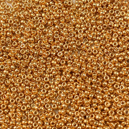 MIYUKI 11/0 2mm Seed Bead Round Rocailles 4203 Duracoat Galvanised Yellow Gold