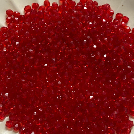 Czech Fire Polished Bead 3mm Red