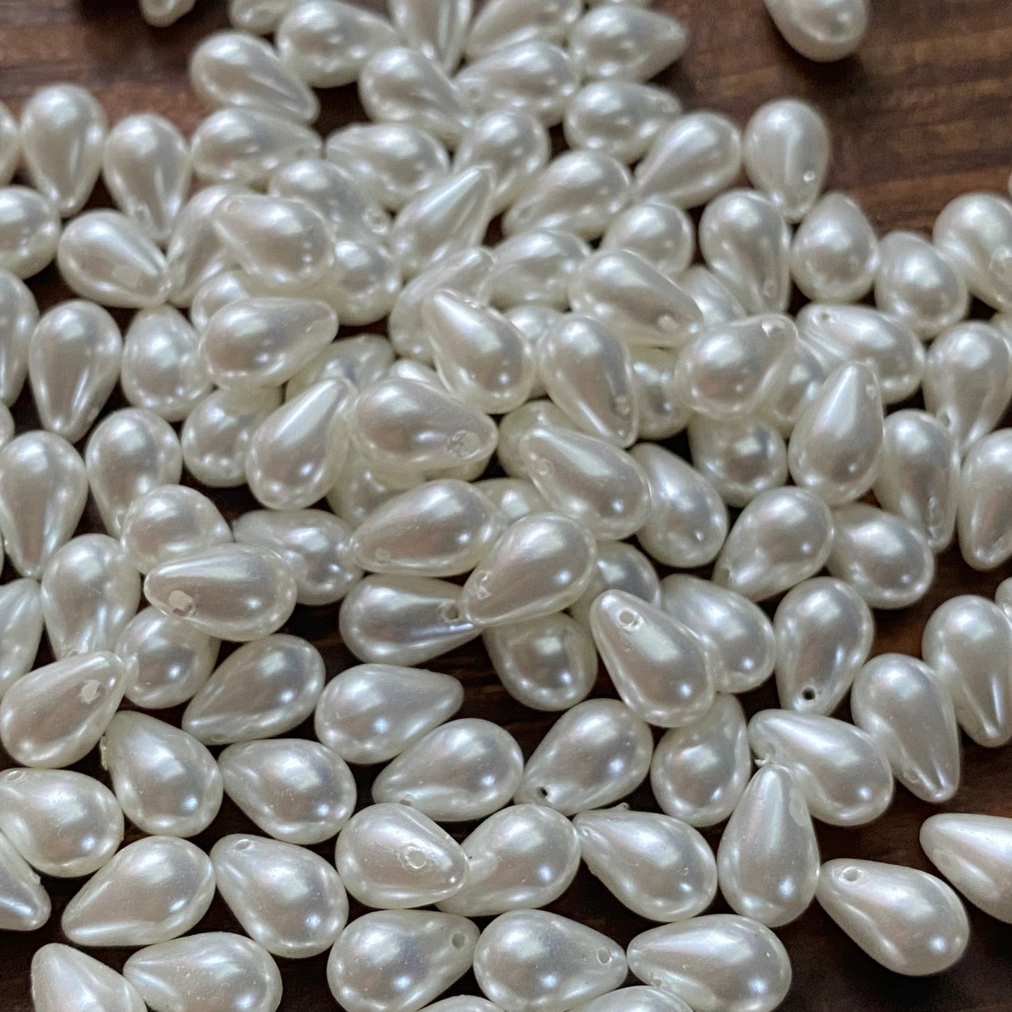 Czech Glass Pearl Side Drill Tear Drop Beads 6x9mm White